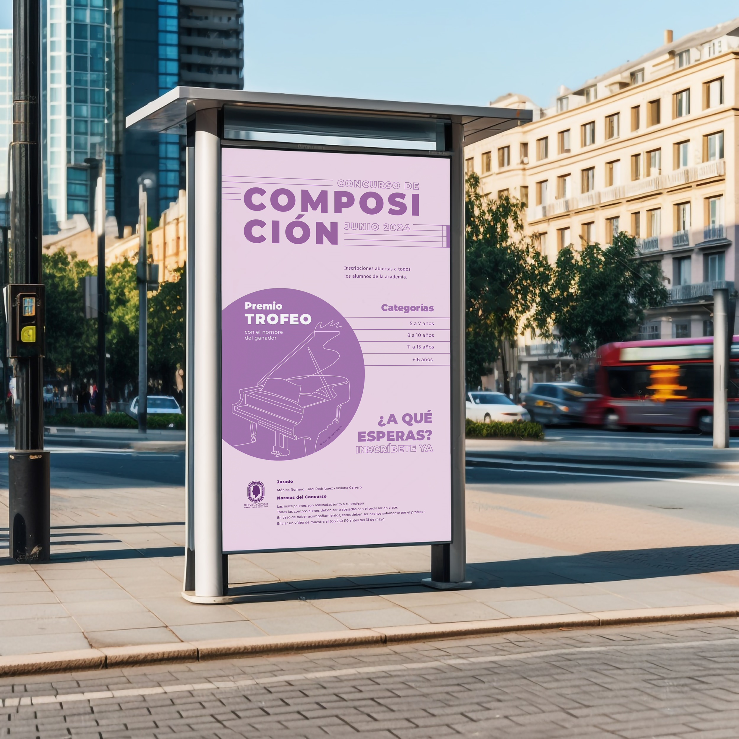 Mockup of a poster in a bus stop.